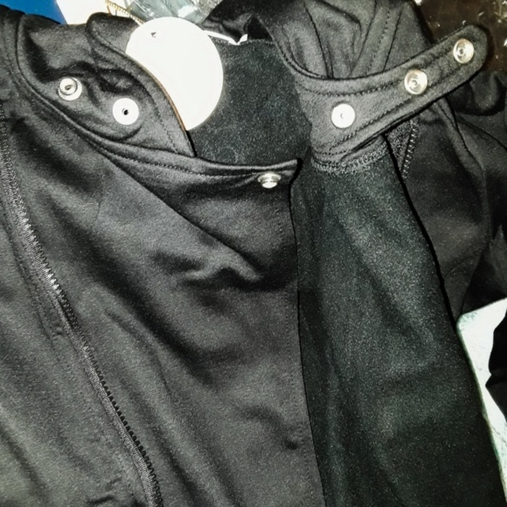Long Sleeve Lapel Zip Black Snap Cardigan Hoodie - Picture 8 of 8